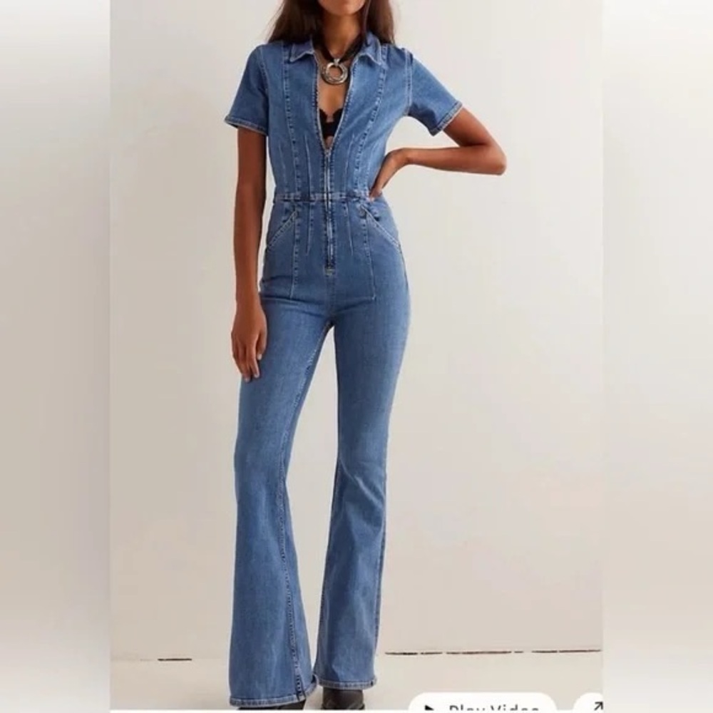 We The Free Women's Blue Denim Overalls